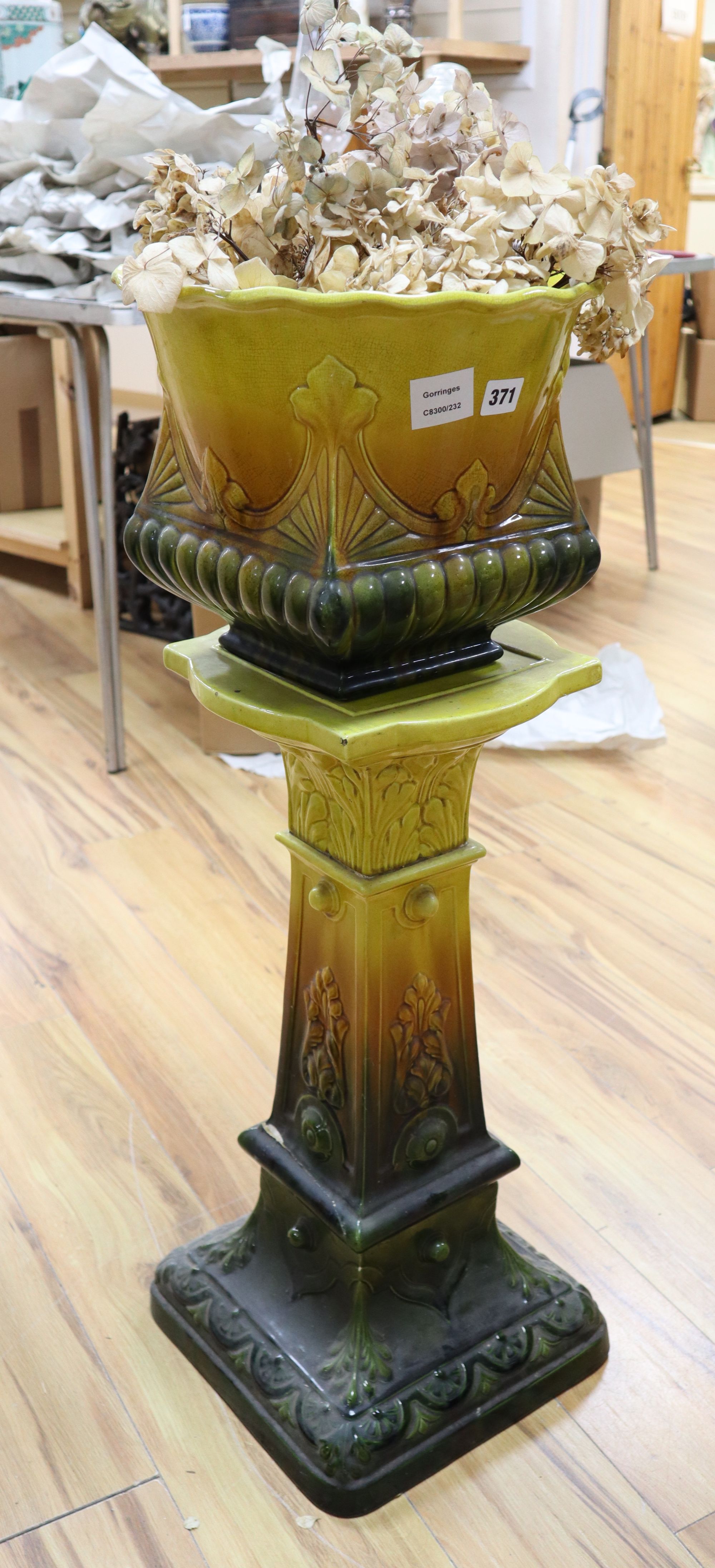 A Bretby jardiniere and pedestal, height 89cm